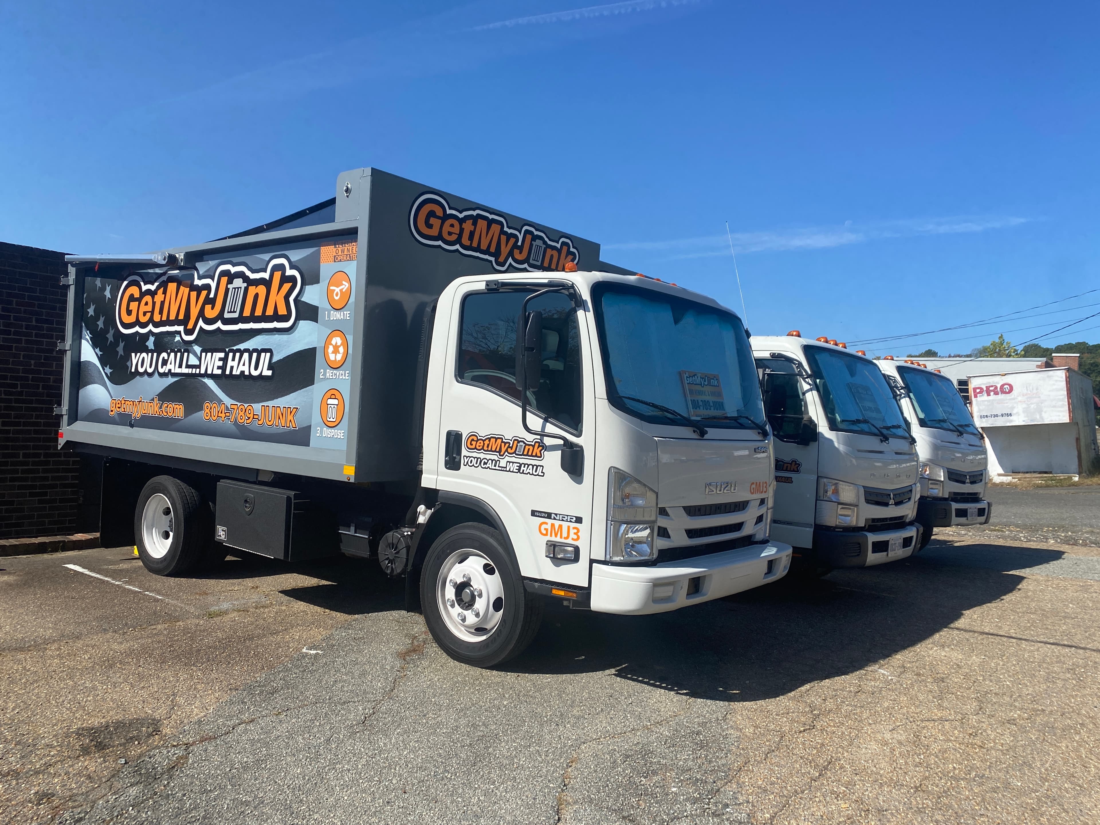 Get My Junk truck lineup ready for same-day junk removal service in Richmond